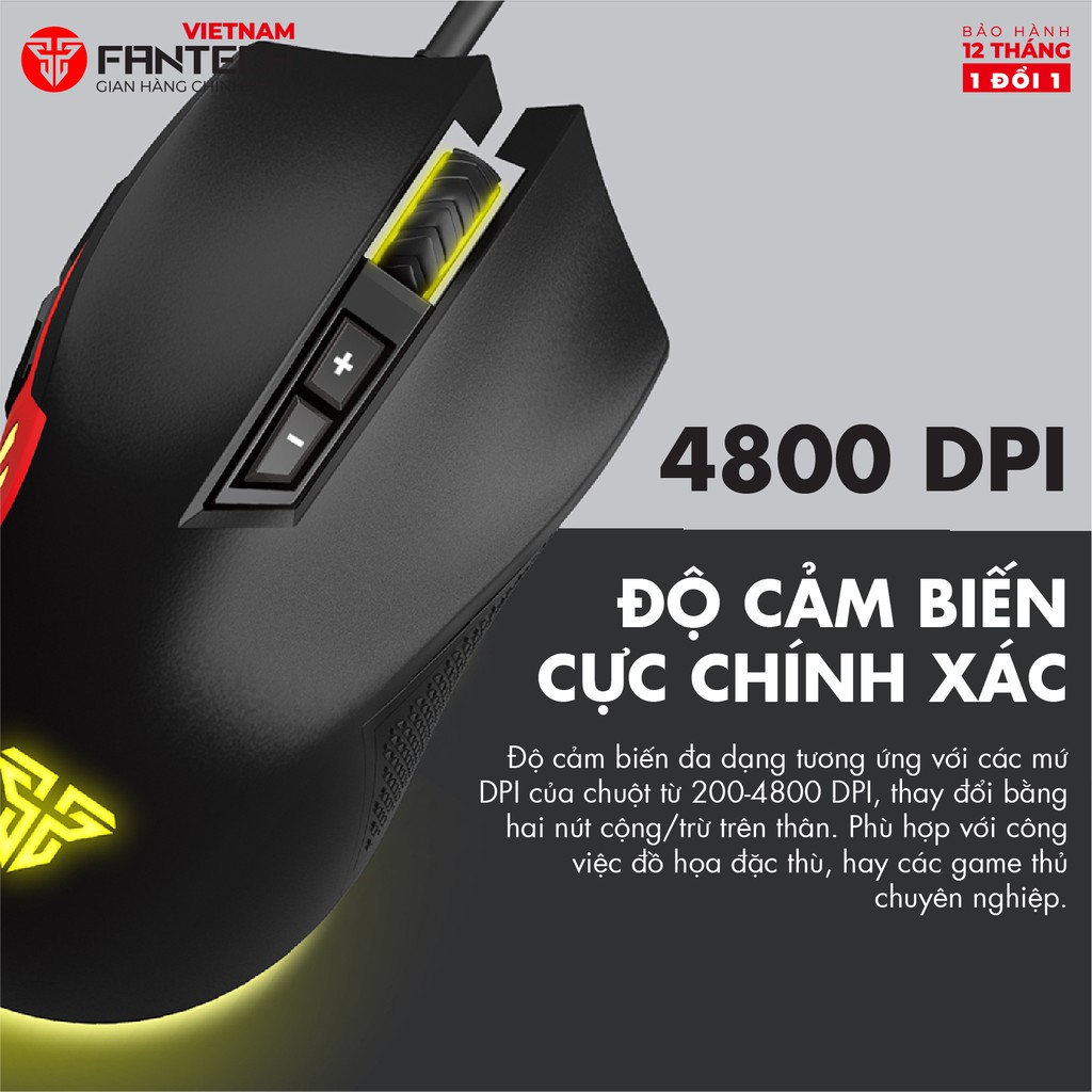 Chuột Gaming Có Dây FANTECH X15 PHANTOM 4800DPI LED RGB 16,8 Triệu Màu 7 Phím Macro - Hãng Phân Phối Chính Thức