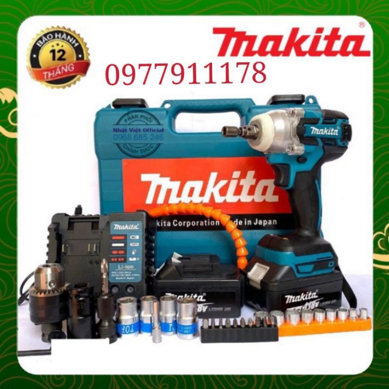 ✉❉Máy siết bu lông không chổi than MAkita 118V xiết pin 10 cell bắn vít tôn