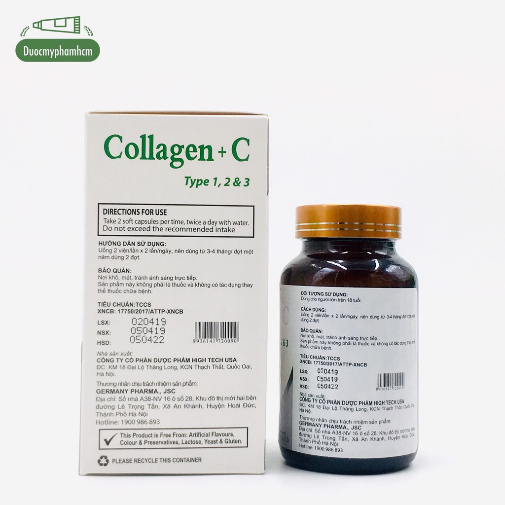 Collagen C 16000mg đẹp da, sáng da, mờ thâm, chống lão hóa Hộp 60 viên