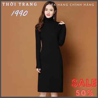 Váy Len Body Cổ Lọ Dáng Dày Chất Tăm Dày Dặn Co Giãn 4 Chiều