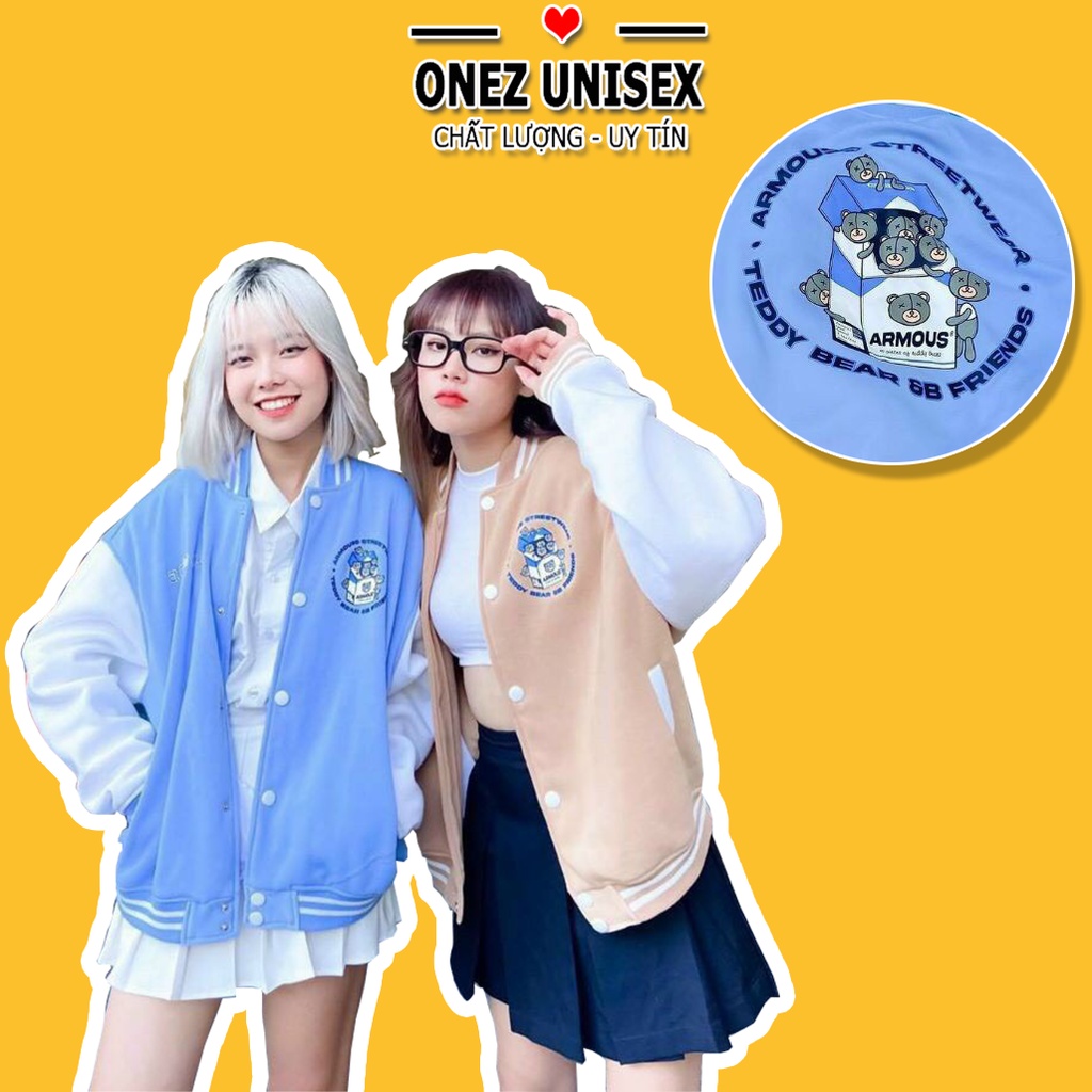 Áo Khoác Bomber Nam Nữ Chất Liệu Nỉ SB ONEZ mềm mịn form rộng bóng chày unisex phong cách ulzzang