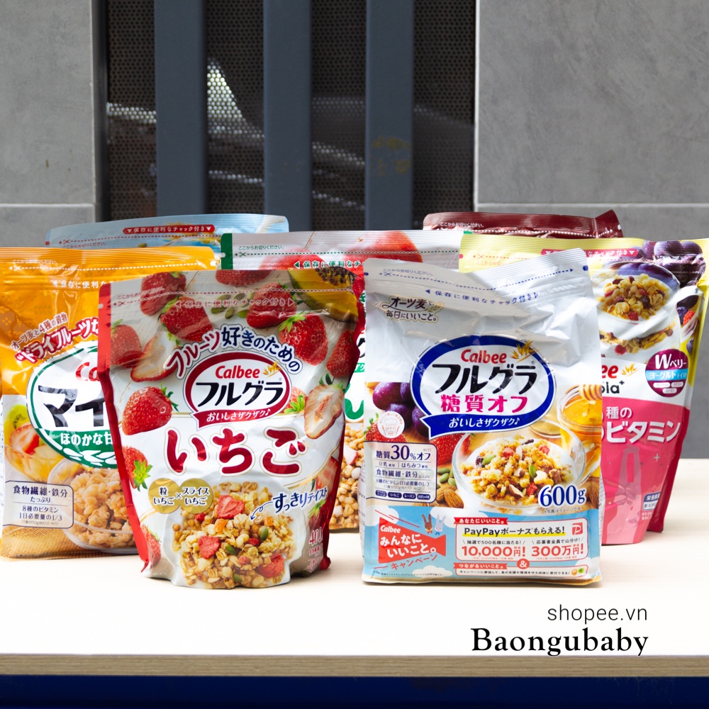 Ngũ Cốc Nhật Calbee Đỏ, Callbee Trắng, Nâu, Cam, Dâu, Táo Để Ăn Kiêng - Ngũ cốc Nissin