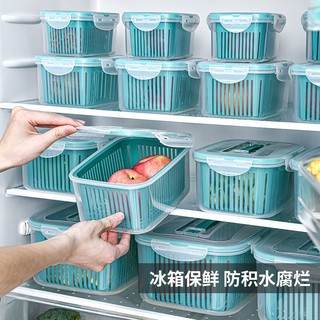 sp111 Set 5 hộp đựng đồ ăn, bảo quản đồ ăn tủ lạnh có lỗ ráo nước