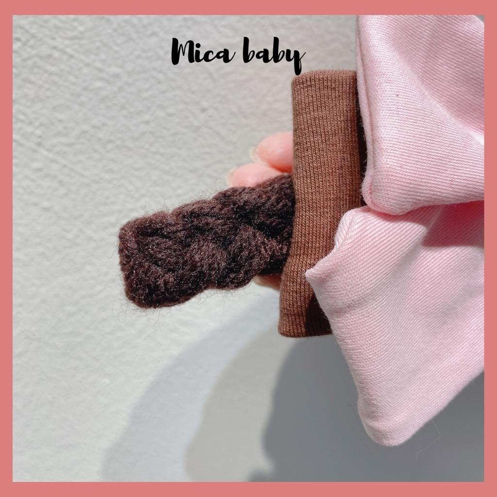 Băng đô, turban tóc giả nơ hồng lớn đáng yêu cho bé Mica baby BD50