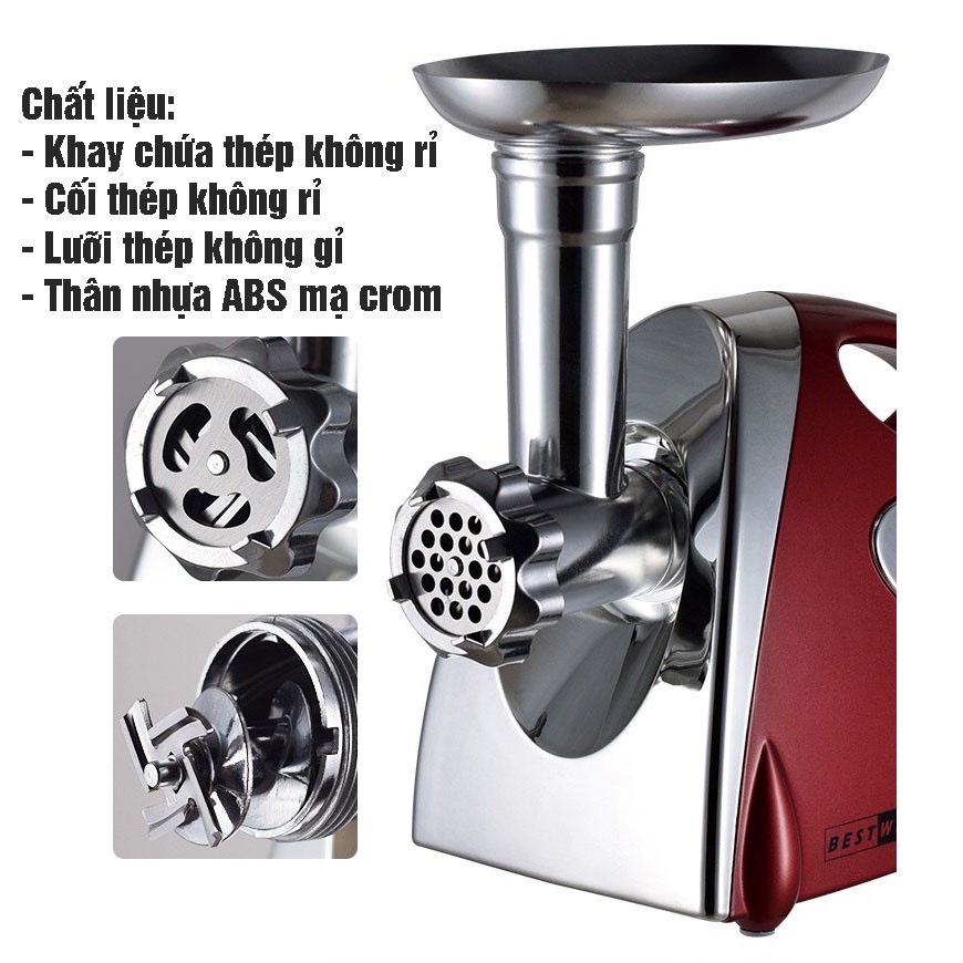 Máy làm xúc xích, giò, chả- Cối Xay thịt tự động đa chức năng, có thể cắt thái rau củ quả- Dễ dàng tháo rời vệ sinh!