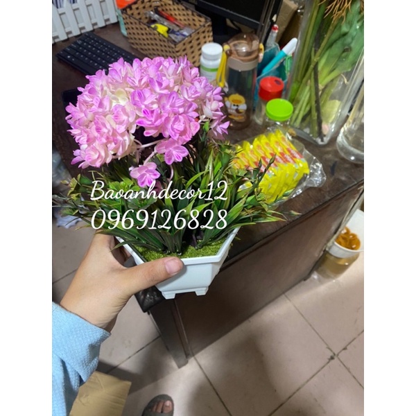 Chậu Hoa Giả để bàn Lẵng hoa