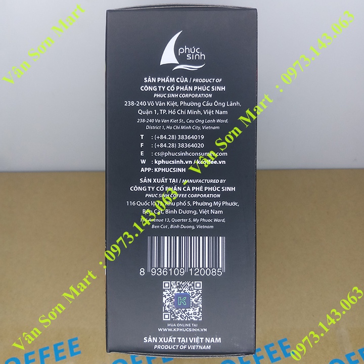 Cà phê đen K Coffee Black Phúc Sinh Hộp 255g