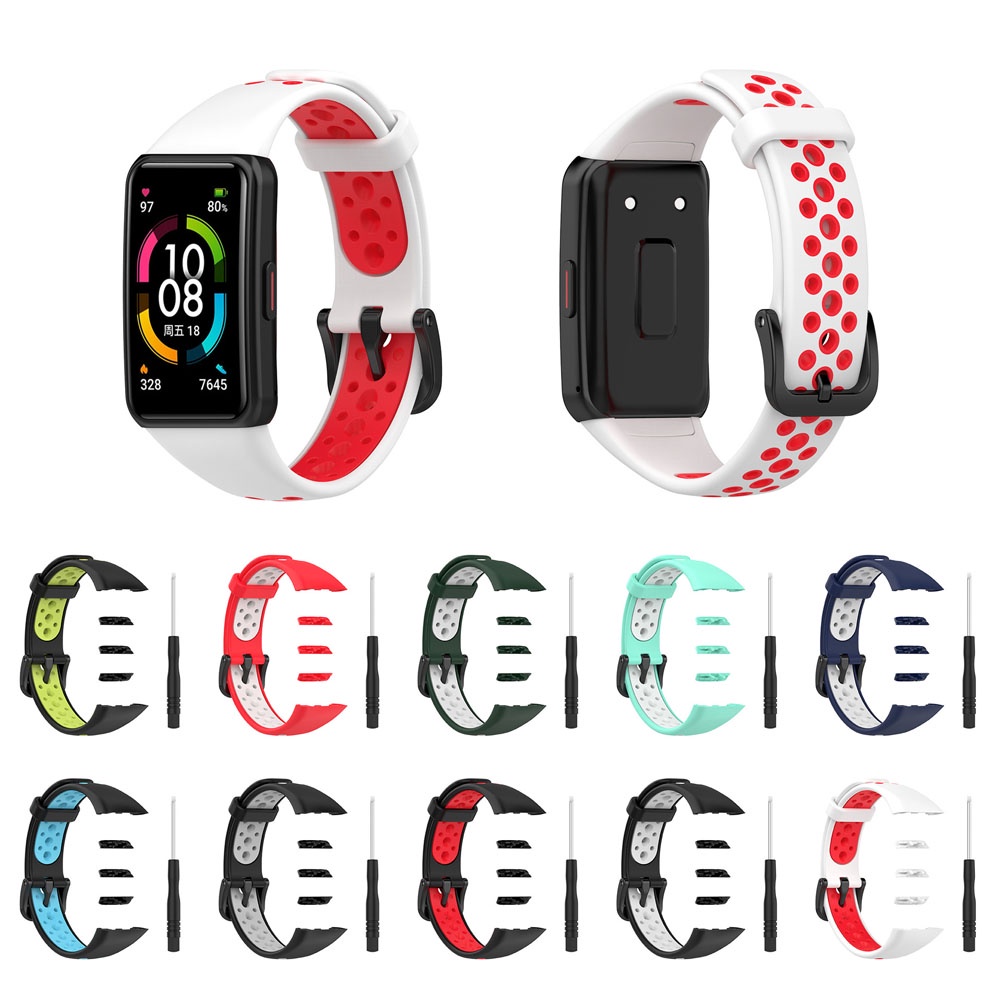 Dây Đeo Silicon Thoáng Khí Cho Đồng Hồ Thông Minh Huawei Band 6 7 / Honor Band 6