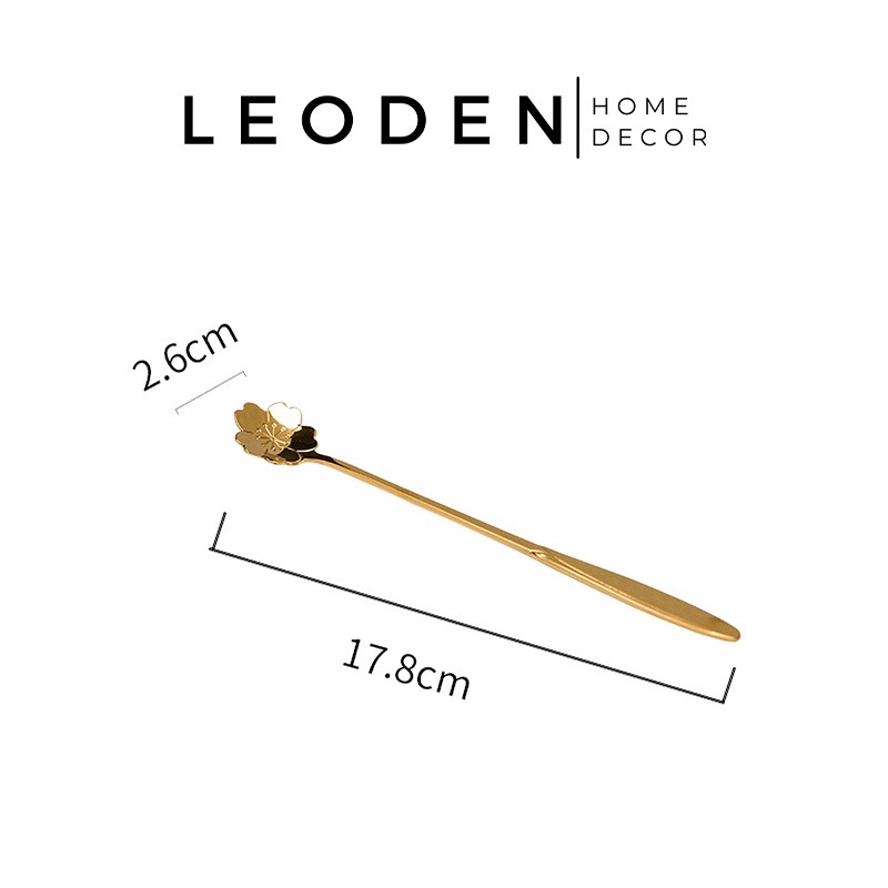 Muỗng inox cán dài hình hoa anh đào uống cafe ngũ cốc phong cách Hàn Quốc, thìa cafe cán dài – LEODEN Decor