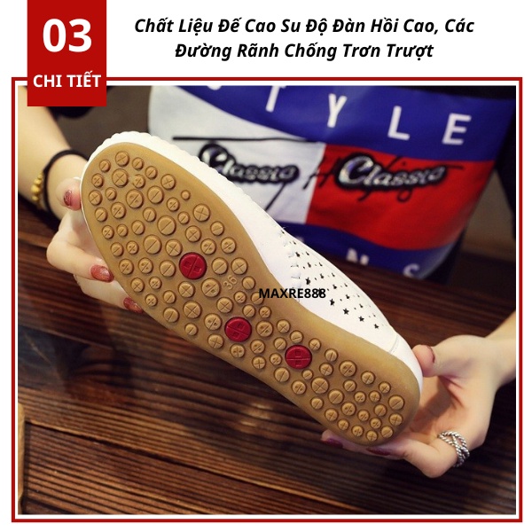 Giày lười da nữ cao cấp thời trang Hàn Quốc thoáng khí siêu bền đẹp êm chân thoải mái đi làm đi chơi
