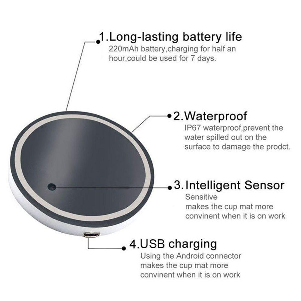 ♪Jony♪ Đế Lót Ly Chống Trượt Có Đèn Led Nhiều Màu Có Thể Sạc Lại Cho Xe Hơi