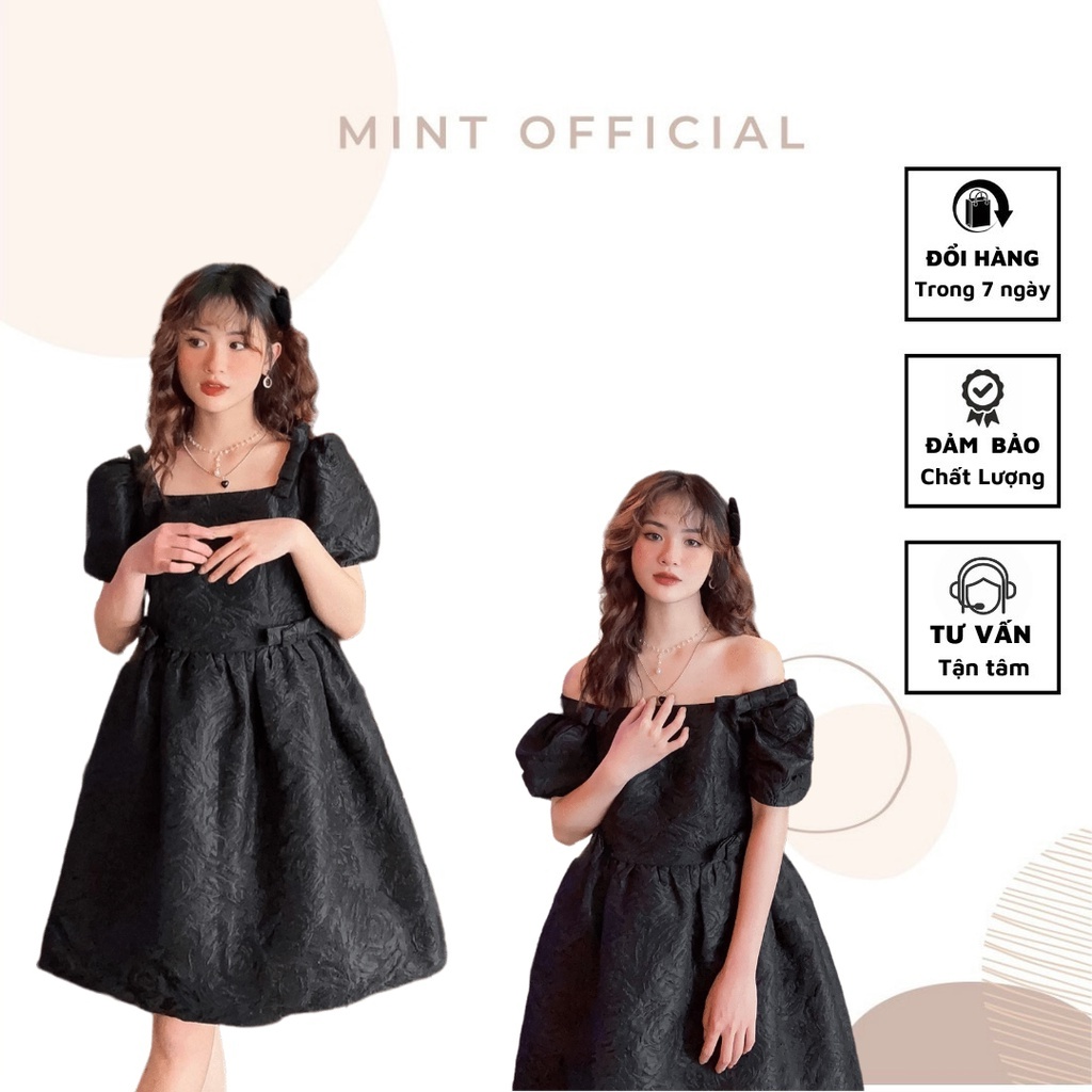 Đầm Rose hoa nổi bồng bềnh tiểu thư công chúa hàng thiết kế cao cấp