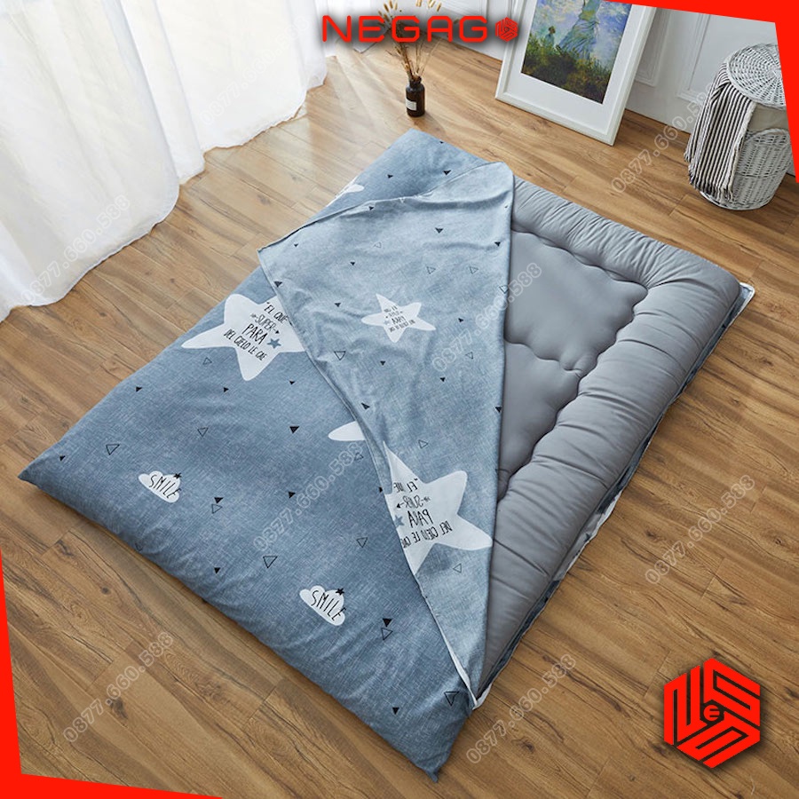 Ga bọc nệm topper Cotton Poly 2 mặt có khoá kéo 1m 1m2 1m4 1m6 1m8 2m | NEGAGO