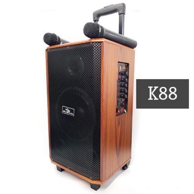 Loa kéo Kiomic k88 sài bình thùng gỗ kèm 2 mic - kk88