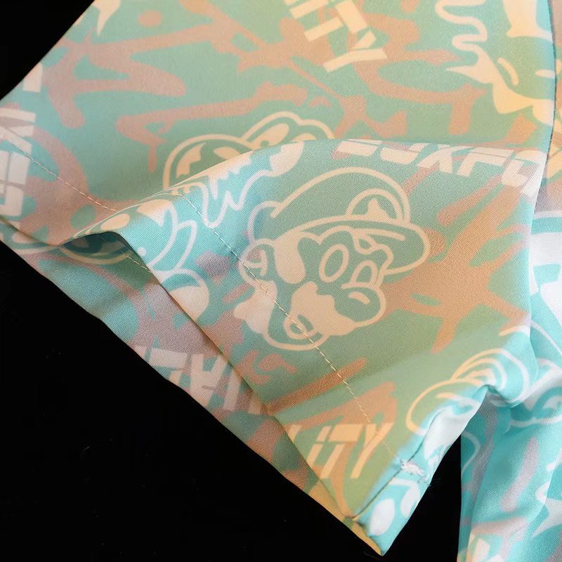 Áo Sơ Mi Tay Ngắn Dáng Rộng In Họa Tiết Hoạt Hình Phong Cách Hàn Quốc Thời Trang Mùa Hè 2022 Cho Nam