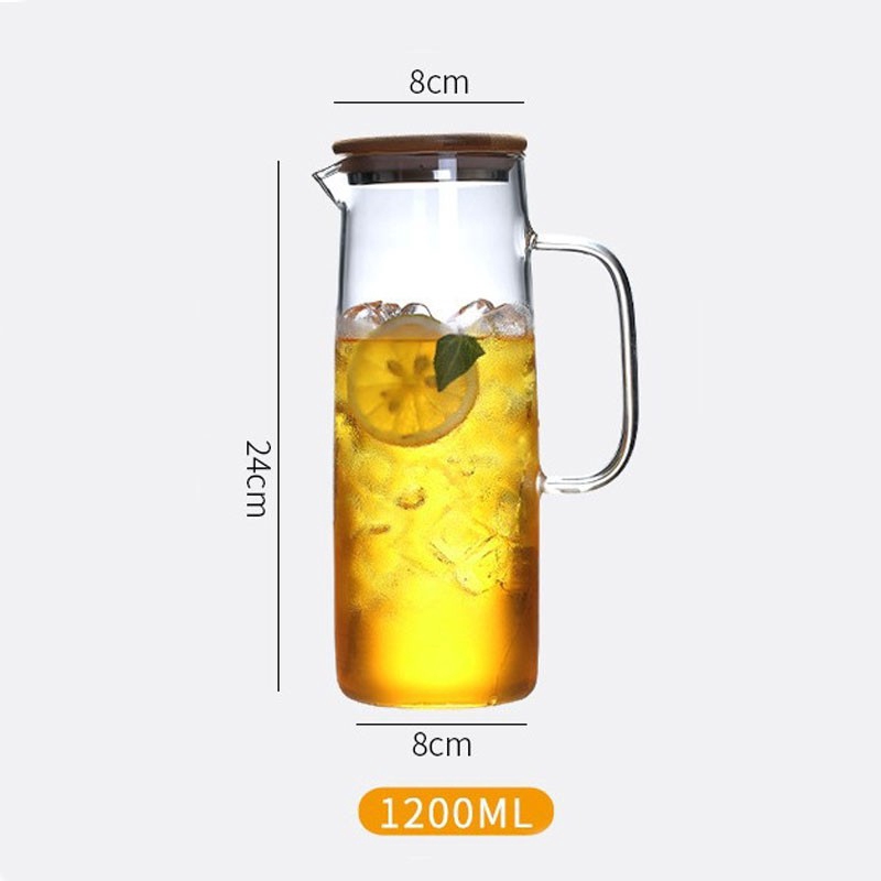 Bình thủy tinh SWEEJAR đựng nước uống dung tích lớn 1200ml có nắp đậy tiện lợi