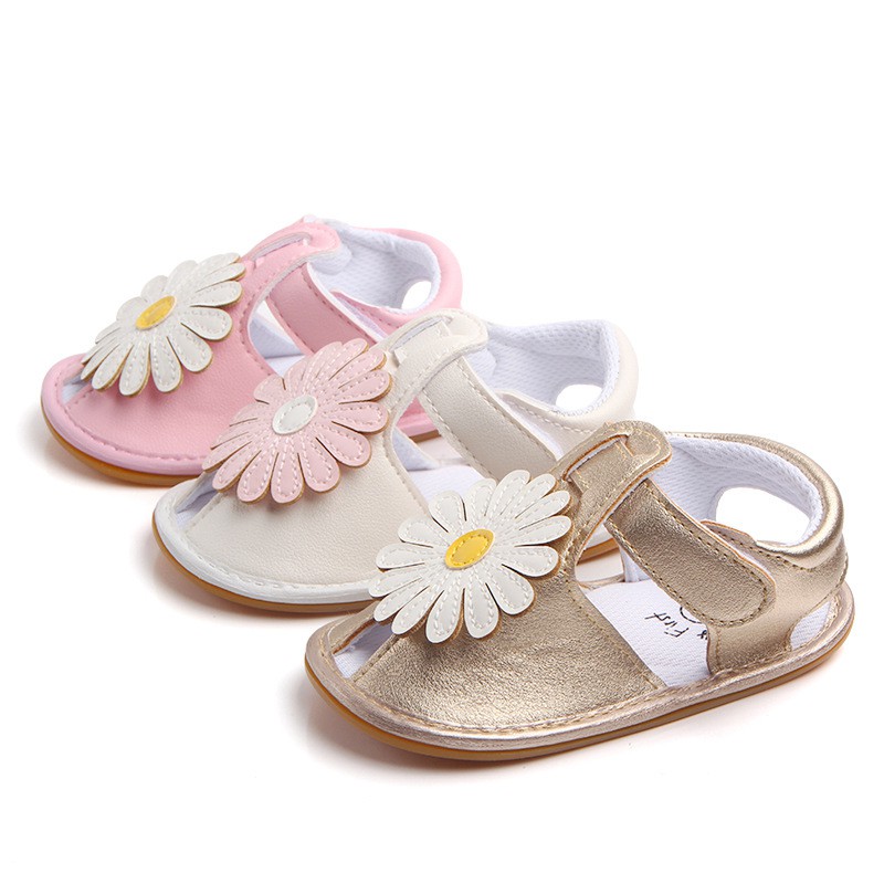 Sandal hoa chống trượt chất liệu da PU cho bé gái