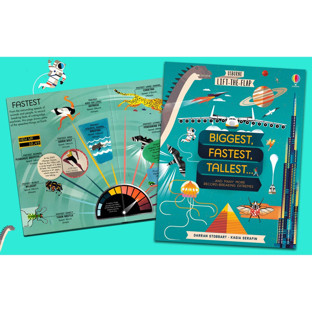 Sách Biggest Fastest Tallest lật mở Usborne - Lift the Flap - To nhất, nhanh nhất, cao nhất cho bé | BigBuy360 - bigbuy360.vn