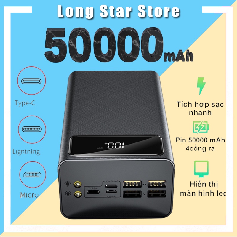 Pin sạc dự phòng 50000mah chính hãng Hoco J65 công suất lớn dễ sử dụng, 4 cổng sạc đầu vào