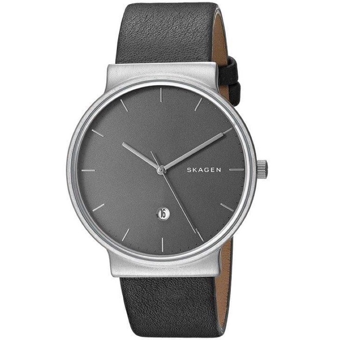 Đồng hồ nam dây da đen Skagen men Grey SKW6320 Quartz 40mm