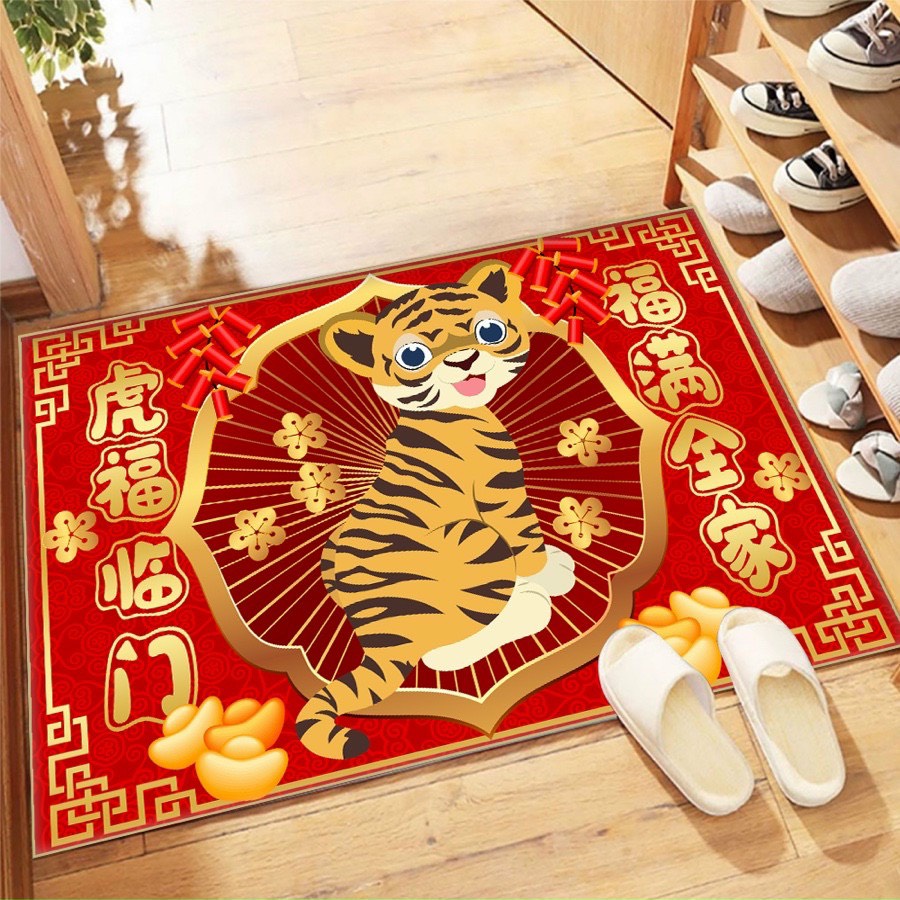 Thảm chùi chân đón tết, thảm lau chân bali Trang Trí tết có đế cao su chống trơn trượt - 45cm x 65cm