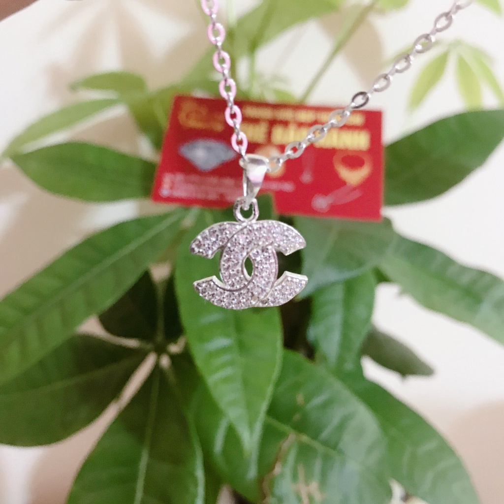 HÀNG CHUẨN Dây Chuyền Nữ, Vòng Cổ Hình Chữ Bạc, Đính Đá Nổi Bật, Sang Trọng