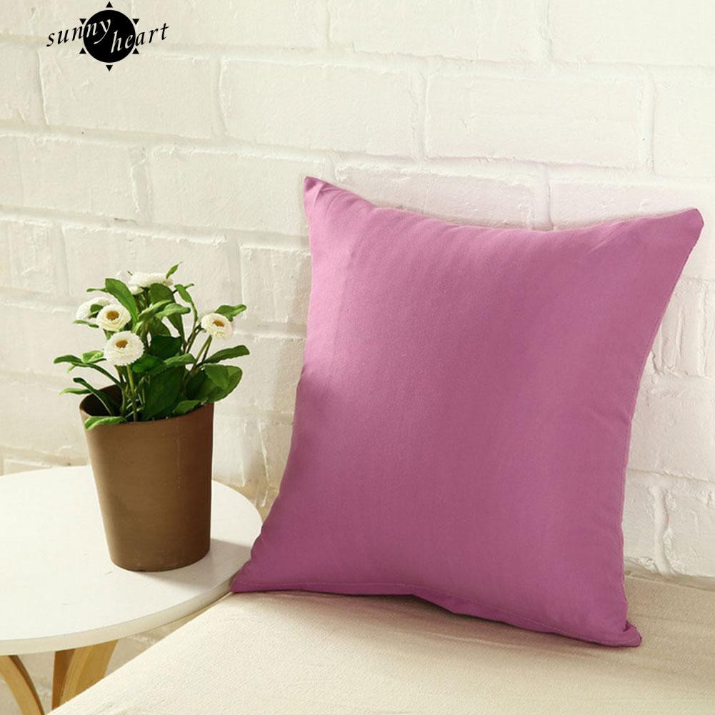 Vỏ gối vuông vải lanh màu trơn dễ thương cho trang trí sofa