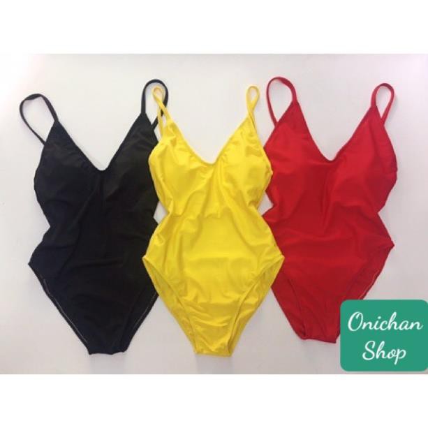 Bikini 1 Mảnh Cổ V Xẻ Cao Hở Lưng Ba Màu, Bodysuit Đi Biển Hai Dây Sexy [Ảnh Chụp Thật]  - OS063 😘 New12 * sexy 😘