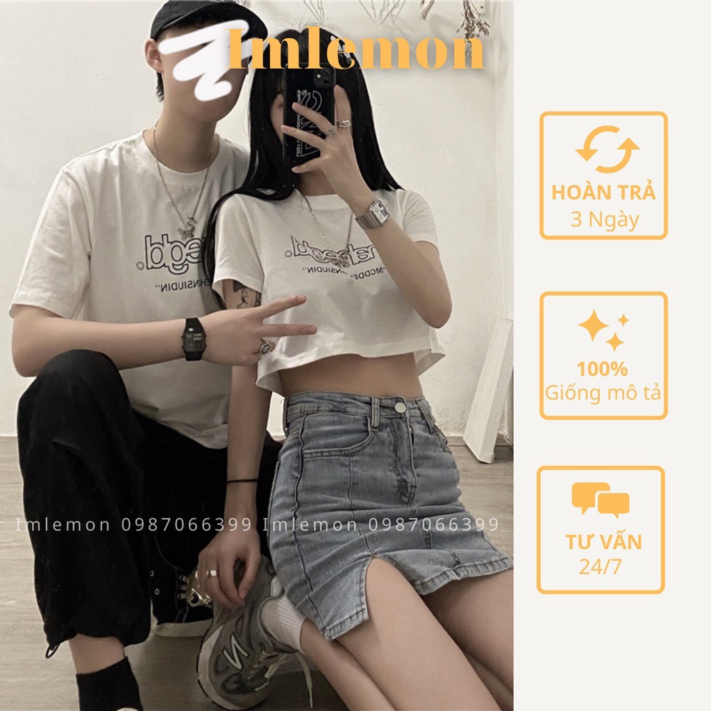 Áo Thun Nam Nữ Phản Quang MAHEGLD Croptop và Áo Thun Form Rộng Couple Team