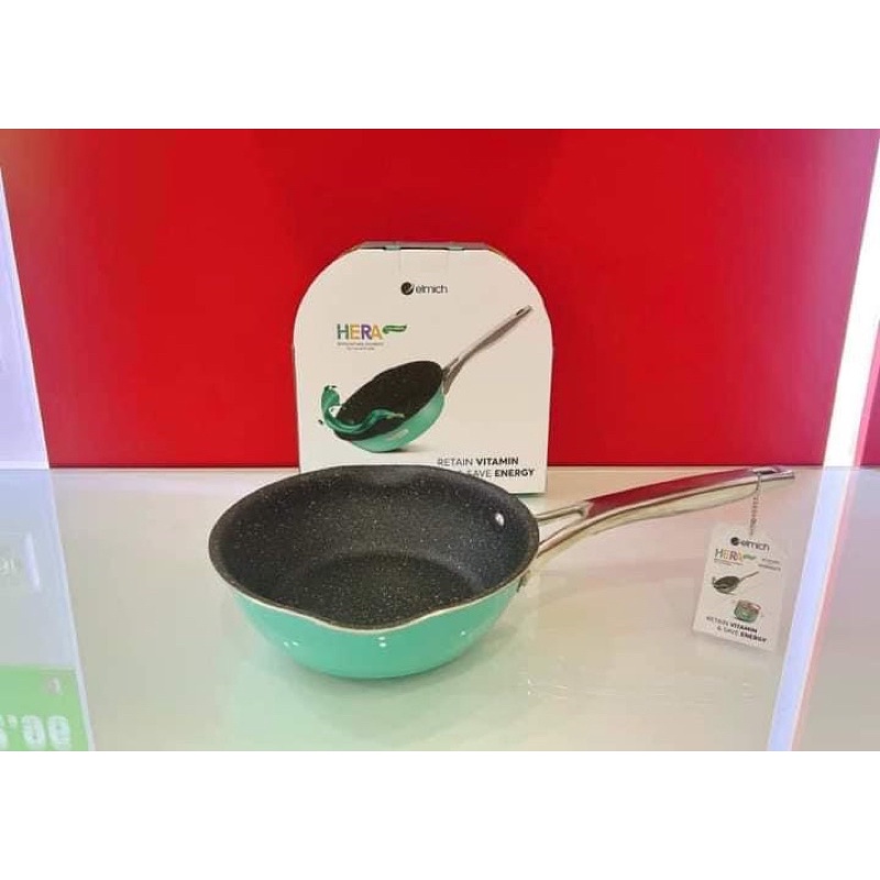 Chảo Inox Liền Khối Elmich Hera size 20,24,26,28 cm 3 màu Xanh, Tím, Vàng Nhạt