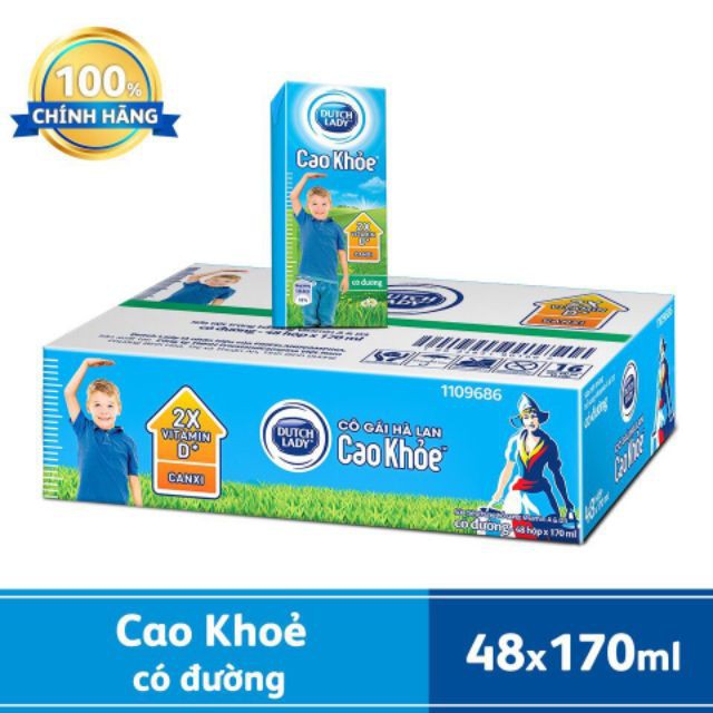 Sữa Tươi DutchLady Cao Khỏe 170ml ( 48 hộp x 170ml)