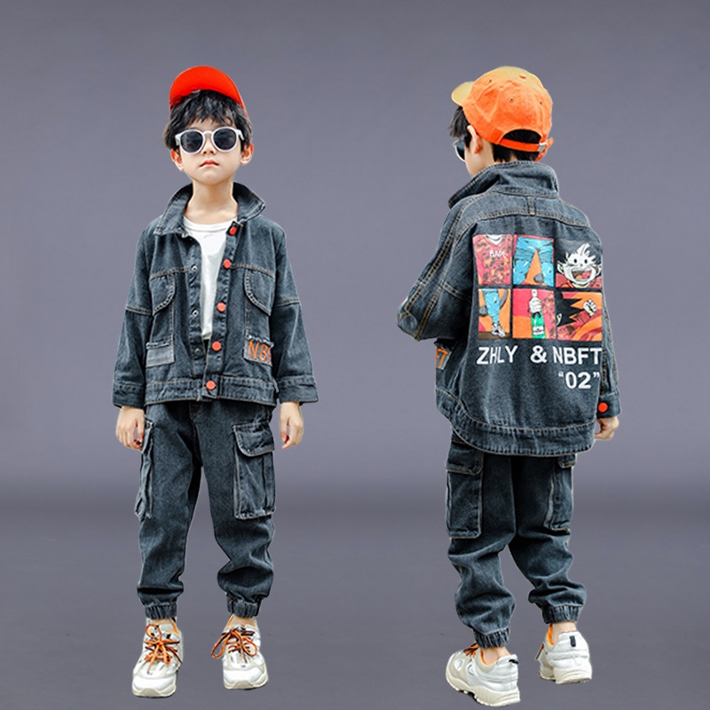 Set áo dài tay quần dáng dài denim thời trang sành điệu cho bé trai