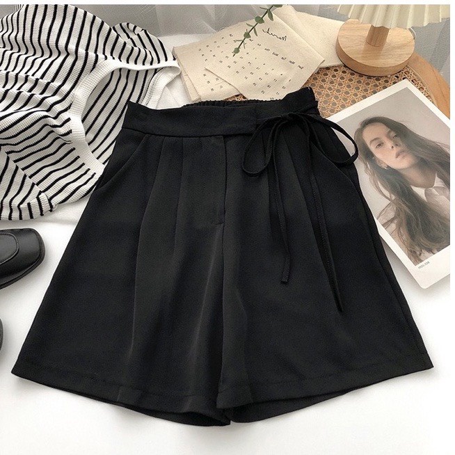 [XẢ HÀNG] Quần short Ống Rộng Dây Nơ Vải Nữ Tính | Smide Clothing