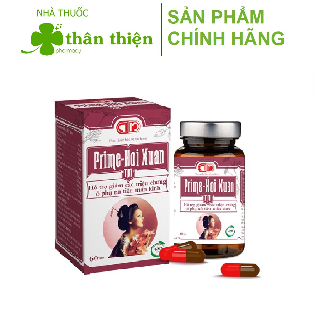 Prime Hồi Xuân TM – Hỗ trợ tăng nội tiết tố nữ, làm chậm lão hóa da và dấu hiệu tiền mãn kinh (60 viên)
