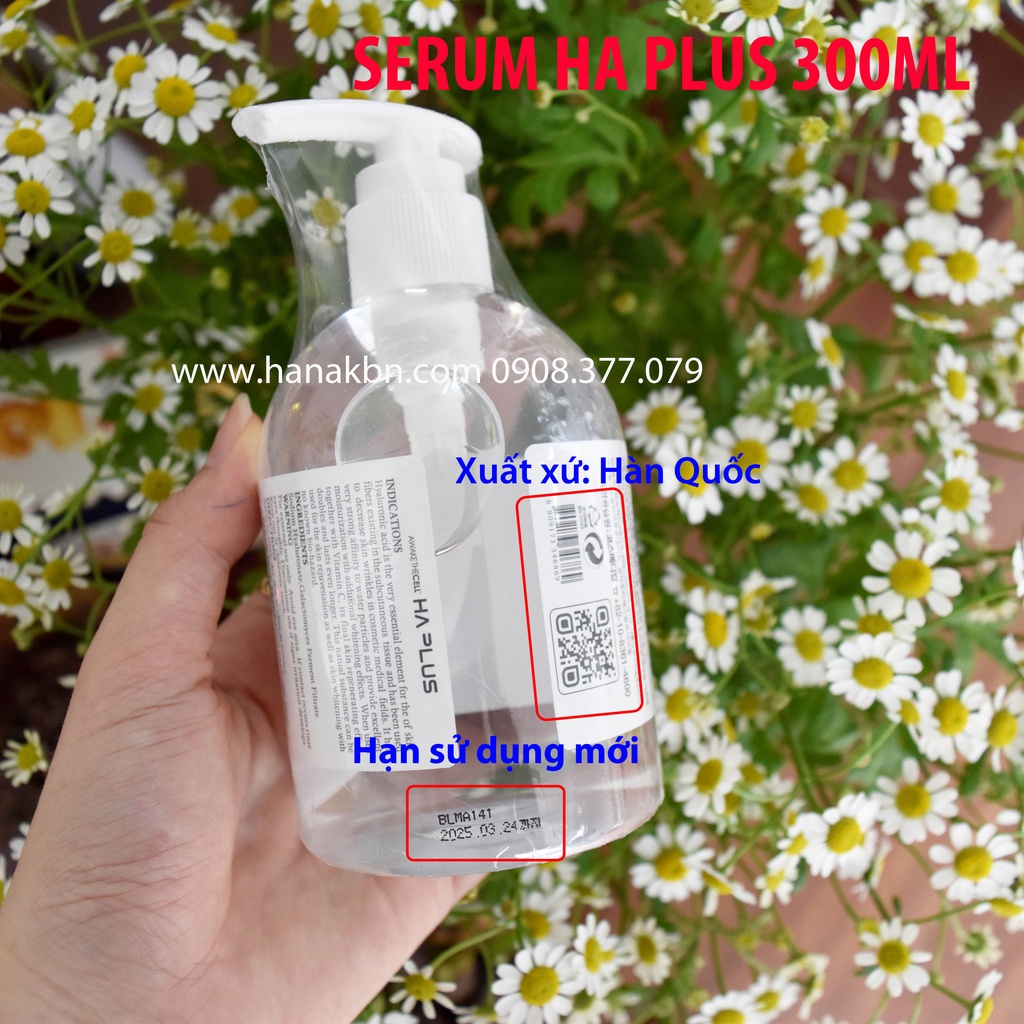 SERUM HA PLUS 300ML Hàn Quốc - Tinh chất cấp ẩm, Siêu căng bóng, Chống lão hóa, Phục hồi da (Chính hãng, Giấy phép BYT)