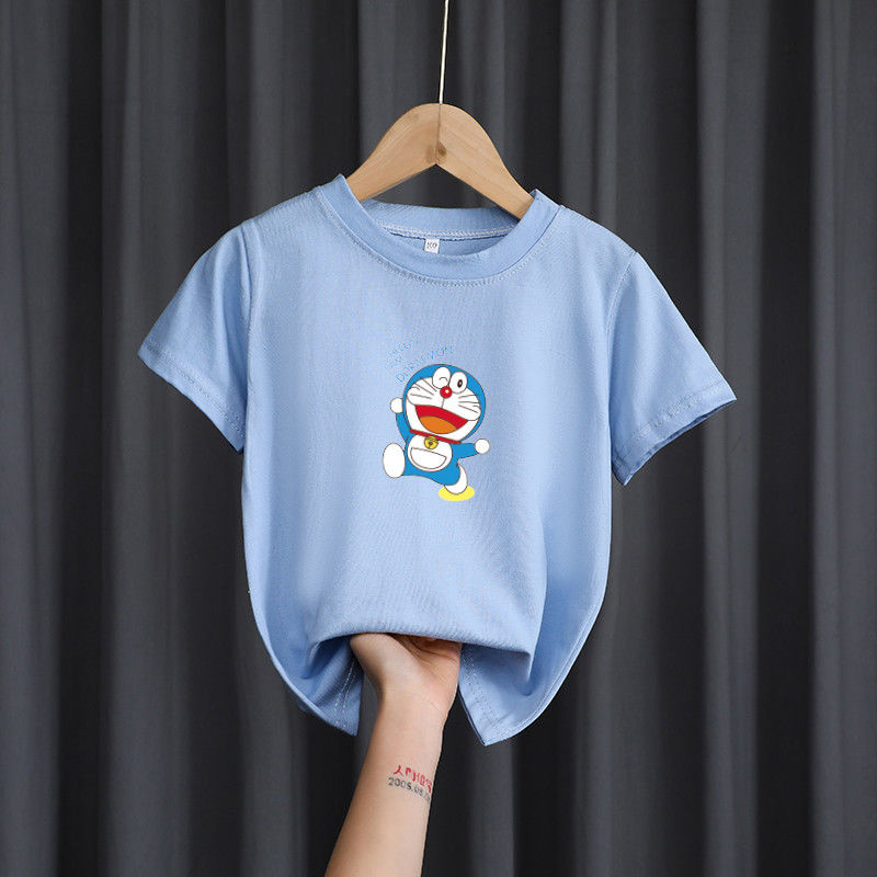 áo thun bé trai Áo Thun Tay Ngắn Cổ Tròn In Hình Doraemon Phong Cách Hàn Quốc Cho Bé Trai