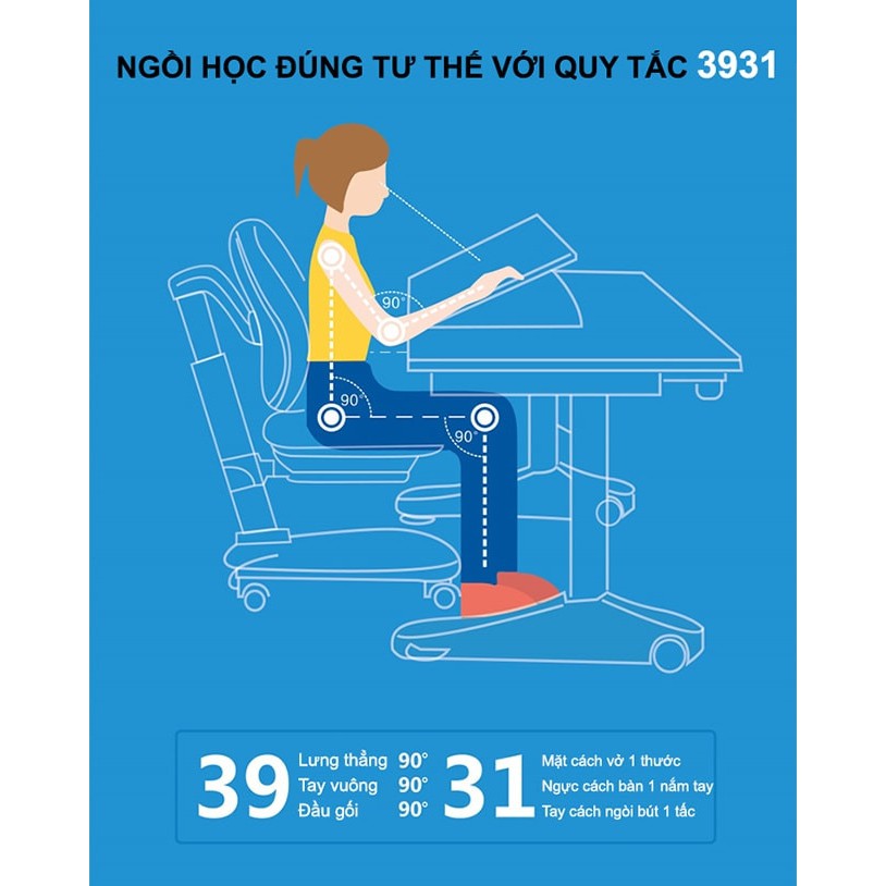 BỘ BÀN GHẾ THÔNG MINH CHỐNG GÙ, CHỐNG CẬN CAYABE CB-002 DÀI 1 MÉT CHO BÉ MÀU HỒNG