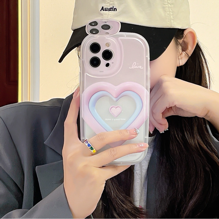 Ốp Điện Thoại Gắn Gương Trang Điểm Hình Trái Tim 3D Cho iphone 13 pro max 12 pro max 11 pro max xs max xr x