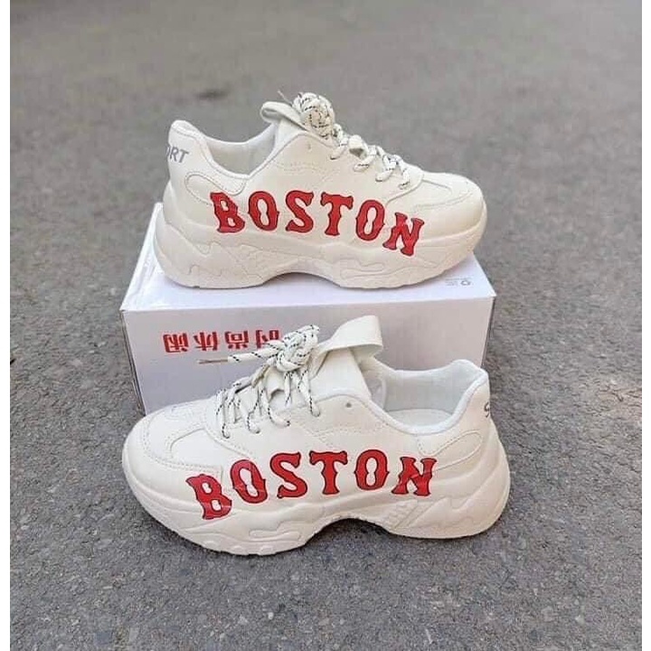 😊shophongtuyet😊Giày sneaker MLB Ny chữ vàng và Boston đế độn tăng chiều cao Hot trend nam nữ, Giày thể thao MLB
