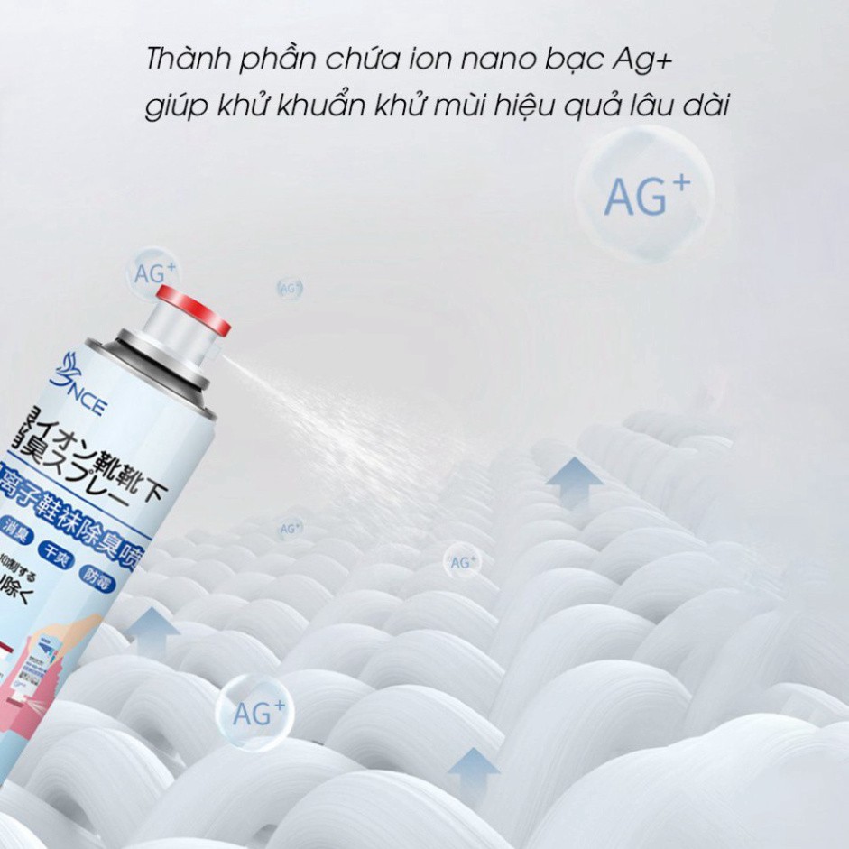 [Cam Kết Loại 1] Xịt khử mùi giày Nano Bạc mùi dịu nhẹ 260ml chai xịt ngược khử mùi giày dép tủ giày hiệu quả