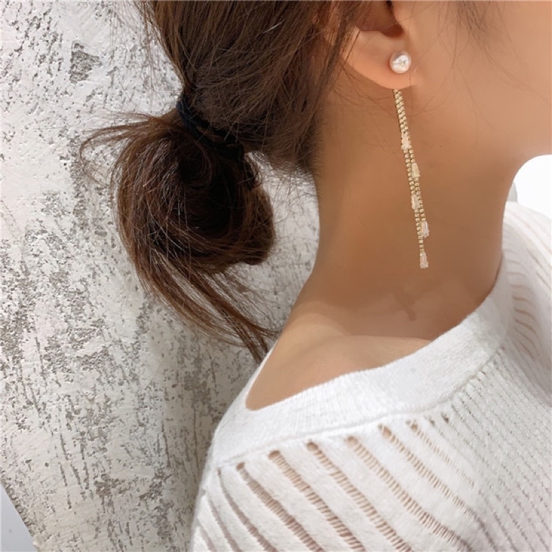 Hoa tai đính hạt dáng dài cổ điển- Maben