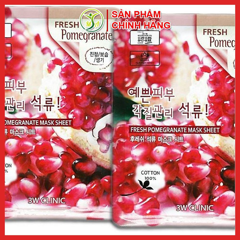 [CHÍNH HÃNG] Combo 10 mặt nạ giấy dưỡng da lựu đỏ 3W Clinic Pomegranate Mask Sheet - mẫu mới nhất năm 2020