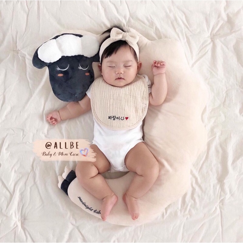 Gối Chặn Cừu Goodnight Baby Ellusben Hàn Quốc / Gồi Đa Năng Chữ C Ngược Cho Bé
