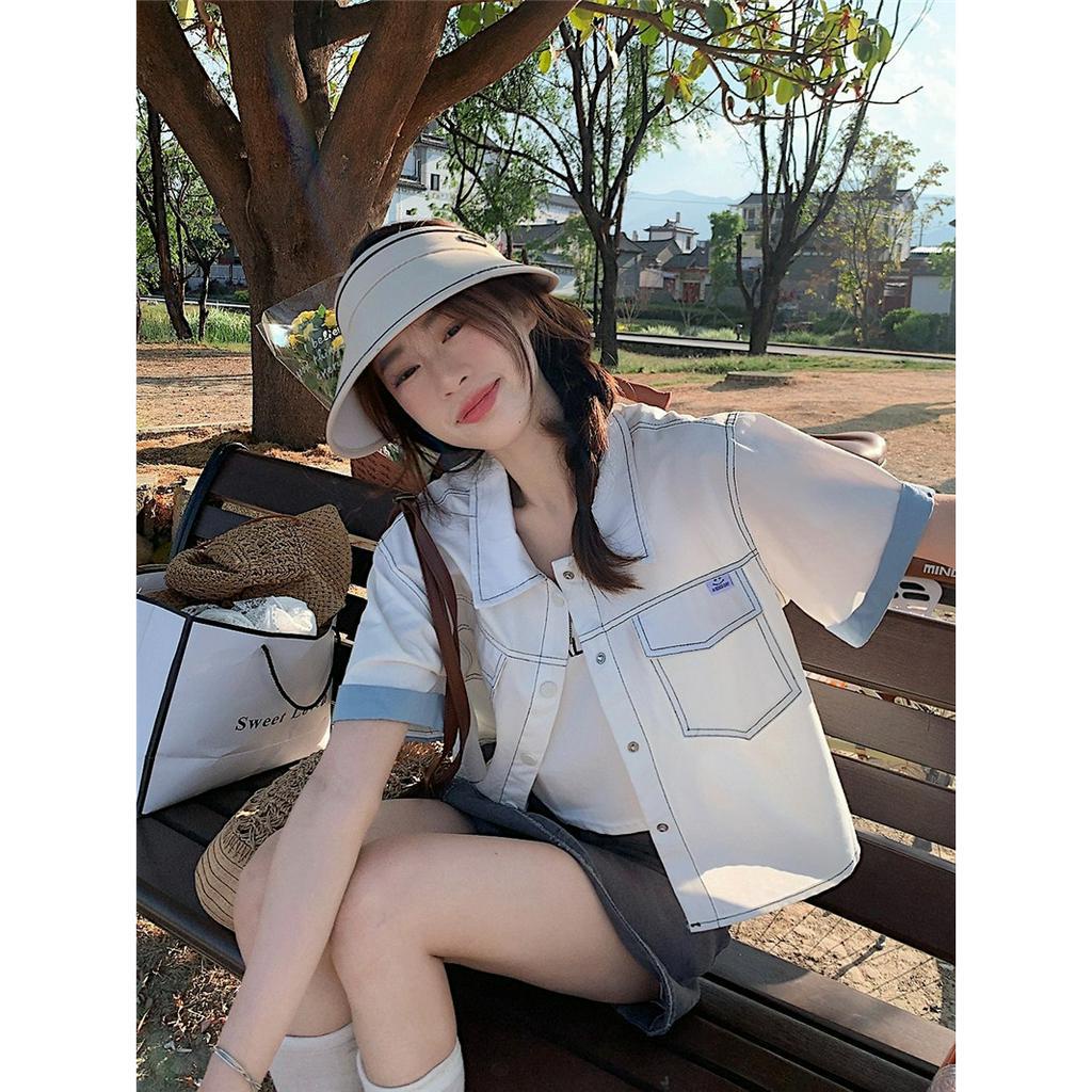 「 WELOVE1 」Áo Thun Polo Ngắn Tay Dáng Rộng Nhiều Màu Sắc Thời Trang Mùa Hè Phong Cách Hàn Quốc Dành Cho Nữ