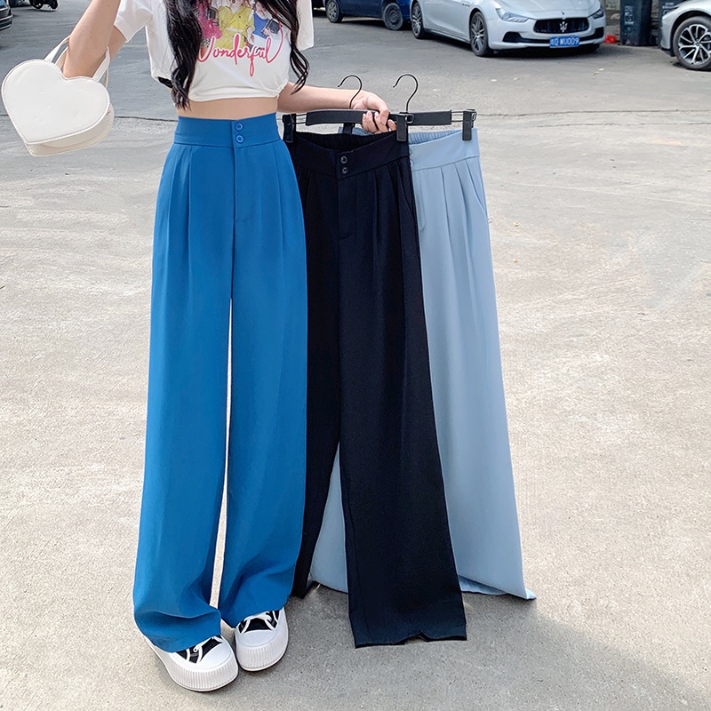 Quần SUXI ống rộng lưng cao co giãn thời trang mùa hè dễ phối đồ cho nữ