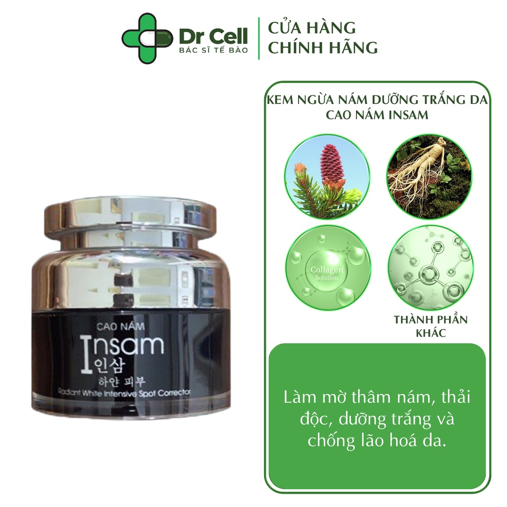 Cao Nám Insam Dr Cell, Kem Nám Hiệu Quả Giúp Làm Mờ Thâm Nám Da, Sạm Da, Tàn Nhang, Chông Lõa Hóa Da, 20ml Chính Hãng