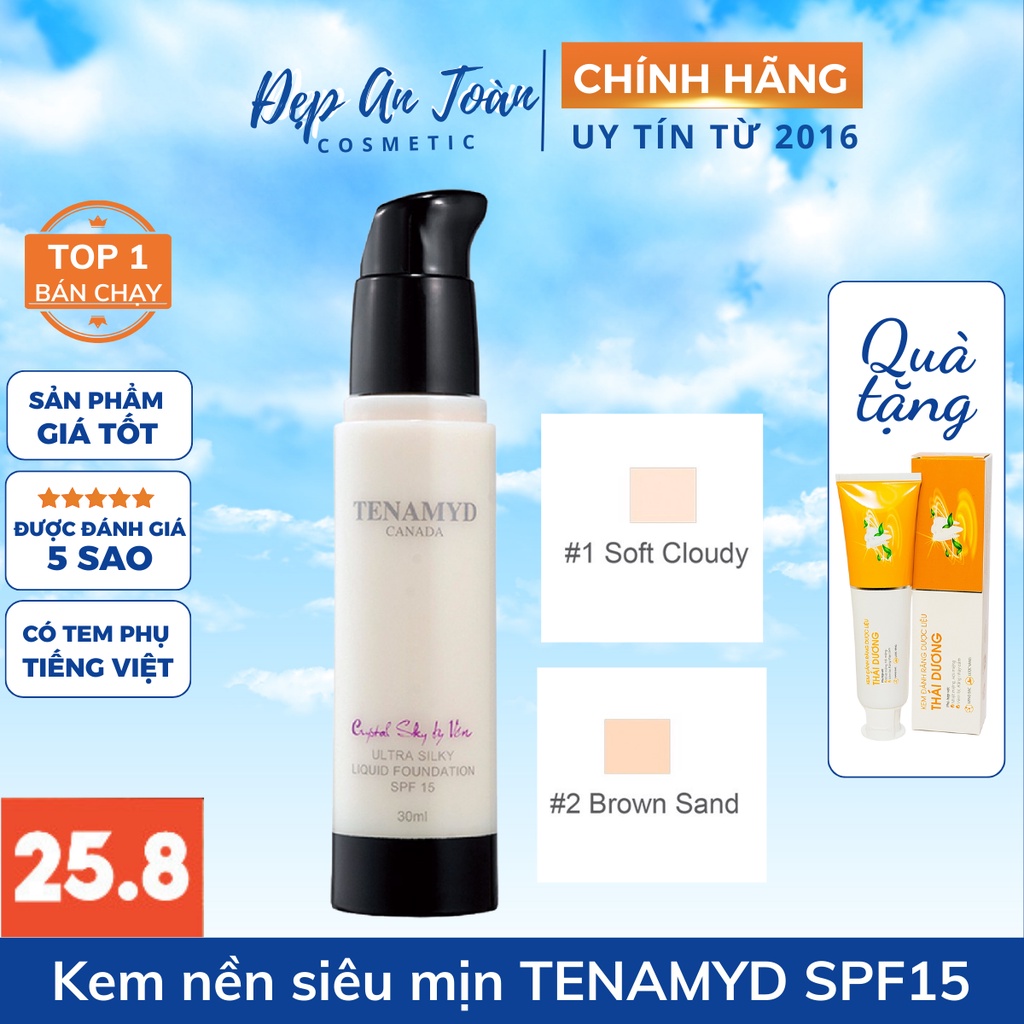 Kem nền siêu mịn Tenamyd SPF15 - Ultra Silky Liquid Foundation SPF15