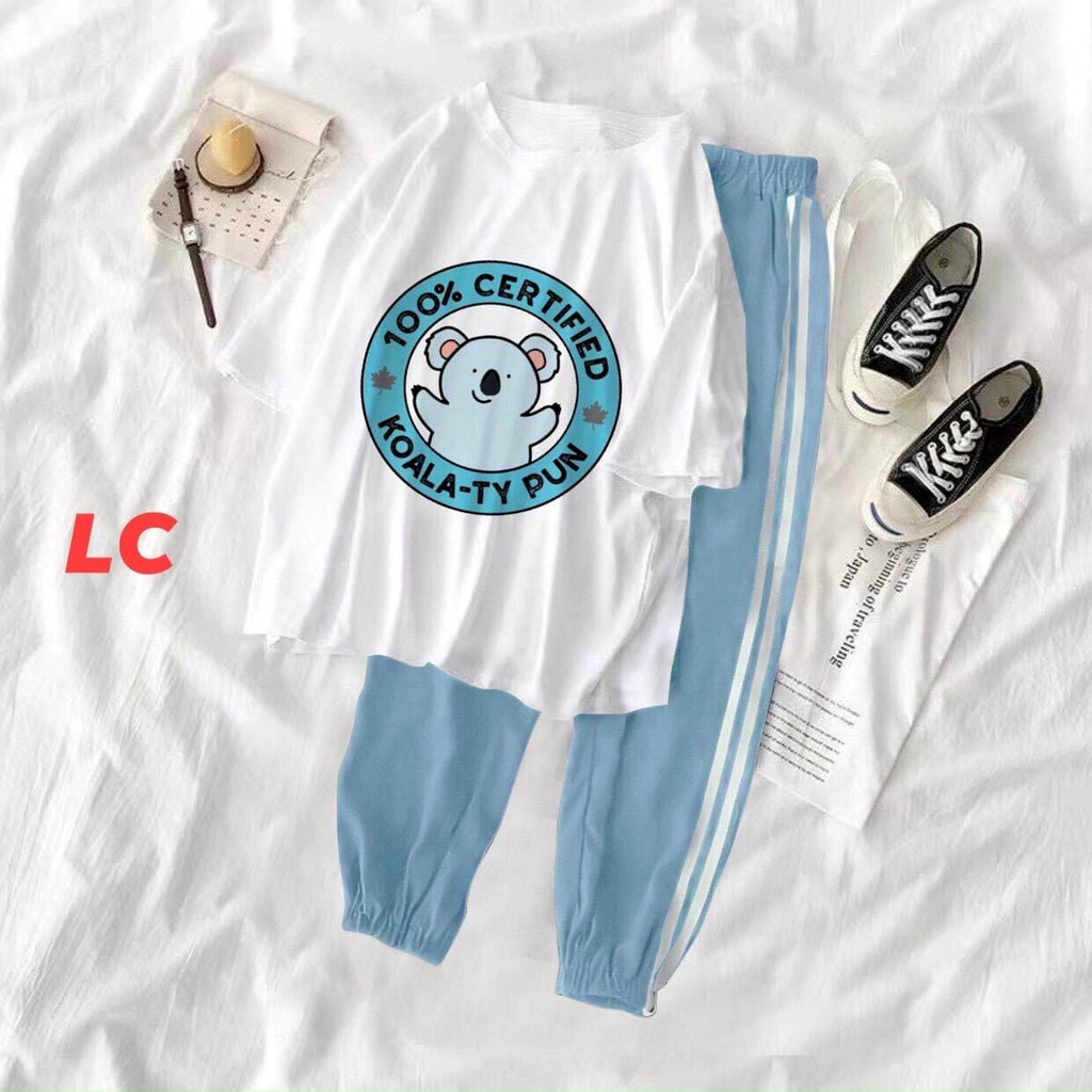Set Quần Áo Chibi PEONYB Nữ [FREESHIP] 🌸 Bộ thun jogger kẻ sọc ống bom kèm phông in hoạt hình cute dễ thương Ulzzang 🌸 | BigBuy360 - bigbuy360.vn