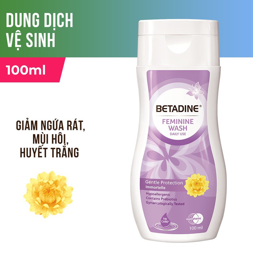 [GIẢM 20K-NHẬP MUNDI20F CHO ĐƠN TỪ 199K] Dung dịch vệ sinh phụ nữ Betadine Gentle Protection - chai 100ml