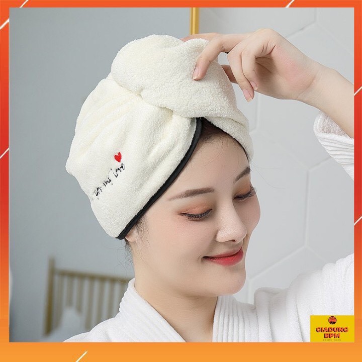 Khăn quấn ủ tóc nhanh khô thấm hút vượt trội lau khô tóc siêu tốc